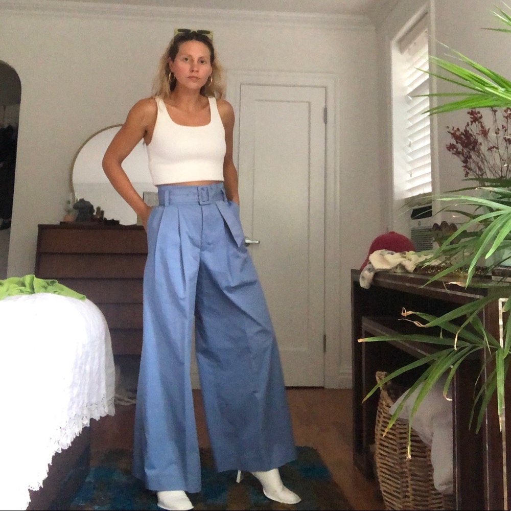 Zara high waisted light blue trouser flare pants